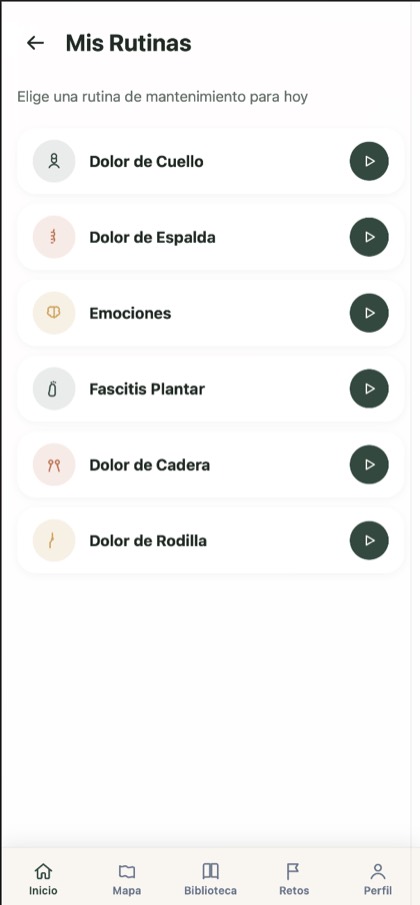 App Bemotion: rutinas de mantenimiento